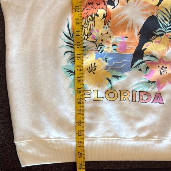 Billabong White Crewneck Sweater with Tropical Graphic Florida size Large - Picture 7 of 8